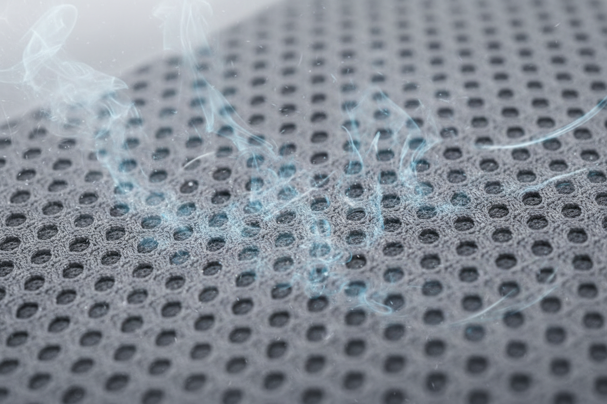 show how the grey coloured fabric is breathable